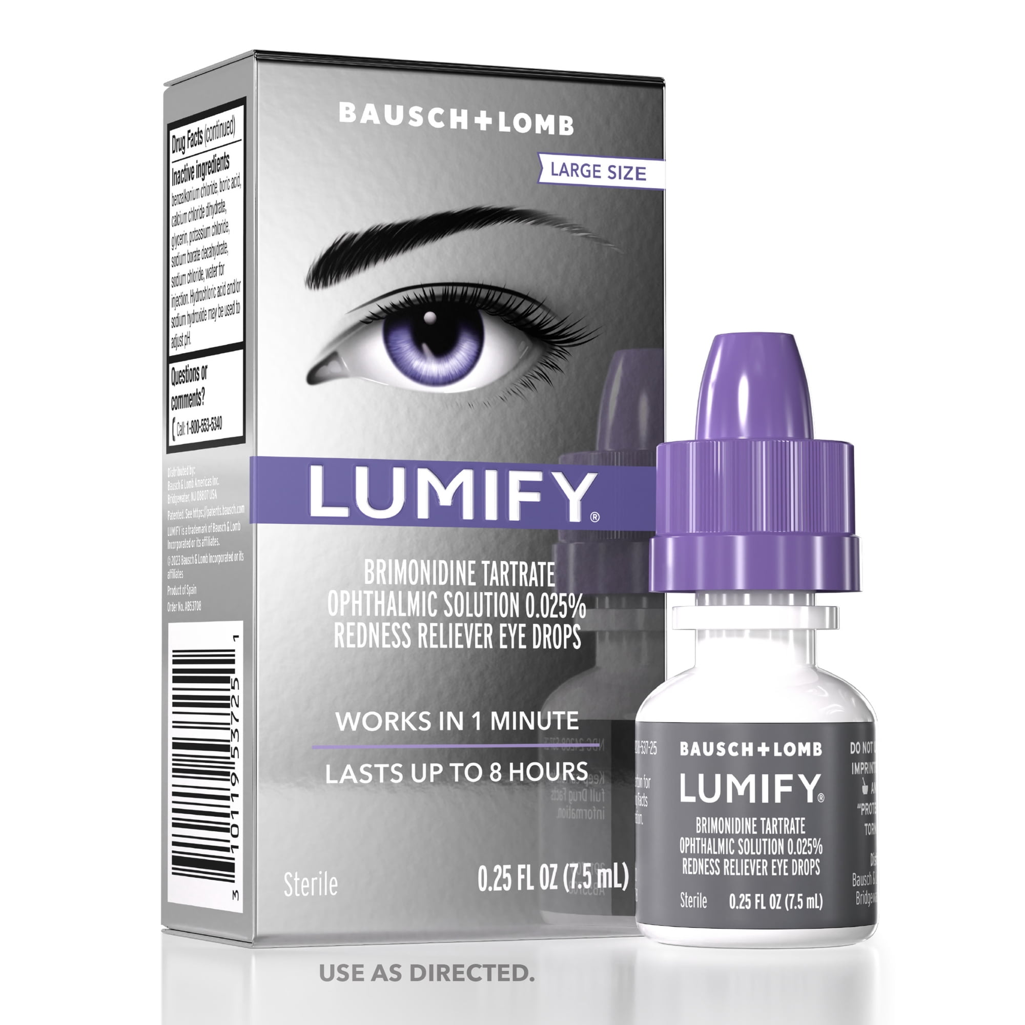 LUMIFY Eye Drops for Redness Relief and Whiter and Brighter Looking Eyes, .25 fl oz (7.5 ml)