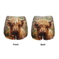 thumbnail image 3 of Rateoe Cute Floral Cow Printed 2 in 1 Women's Workout Shorts for Athletic Gym Running Shorts with Phone Pockets-Small, 3 of 7