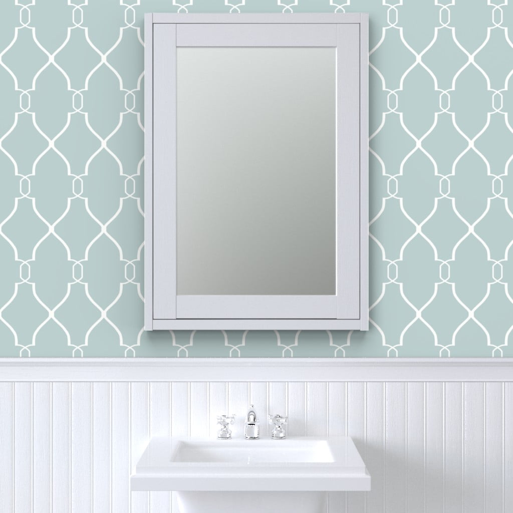 Wallpaper Roll Trellis Links Lattice Geometric Spa Green Blue 24in x 27ft Wallpaper Roll Trellis Links Lattice Geometric Spa Green Blue 24in x 27ft