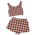 thumbnail image 4 of cocolona Fleece Pajamas for Women Set Plaid Print Crop Tank Top and Shorts Pajama Set Fall Winter 2 Piece Lounge Outfits Soft Warm Sleepwear, 4 of 6