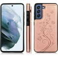 thumbnail image 4 of Phone Case for Samsung Galaxy S21 FE Gaxaly S 21 FE 5G with Tempered Glass Screen Protector Card Holder Wallet Cover Stand Flip Leather Cell Glaxay S21FE5G UW S21FE 21S G5 Cases Women Girl Rose Gold, 4 of 13