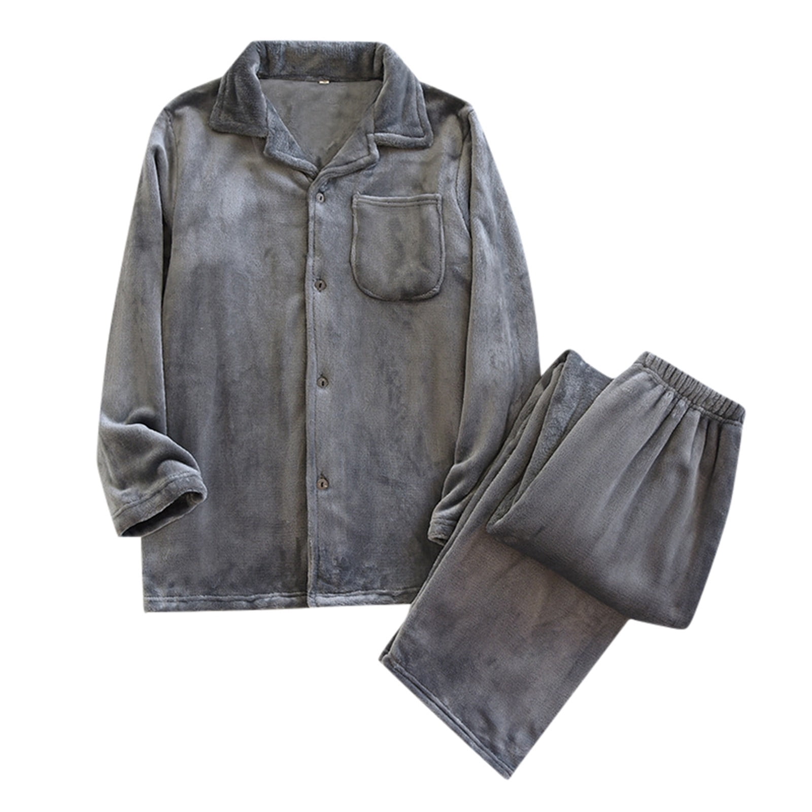 nsendm Mens Suit 1920 Men Suit Men s Winter Thickened and Fleece Home Warm Casual Comfort Flannel Pajamas Set Mens Double Breasted Adult Male Suit Grey Size XL Walmart