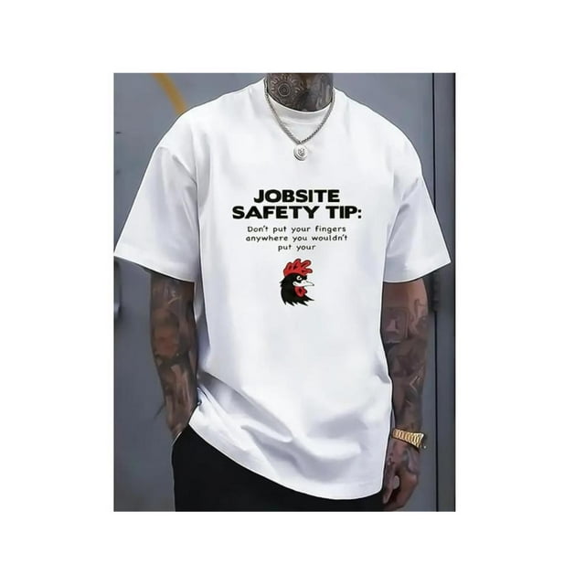 Camiseta con estampado divertido de consejos de seguridad en el trabajo para hombre: cómoda camiseta gráfica para verano, perfecta para trabajar o jugar. Para adultos, hombres, mujeres, adolescentes,
