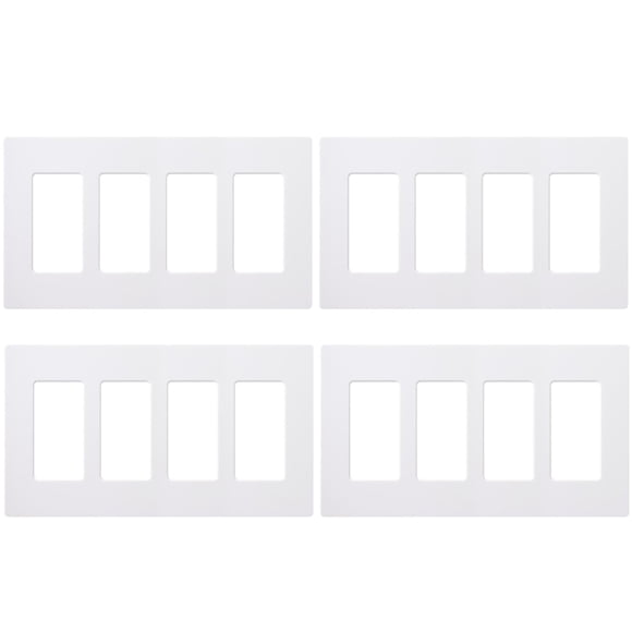 Placa de Pared Lutron Claro CW-4-WH-4 Blanca 4 Módulos Paquete de 4