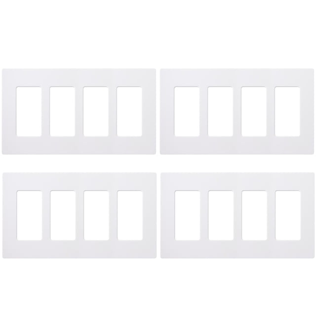 Placa de Pared Lutron Claro CW-4-WH-4 Blanca 4 Módulos Paquete de 4