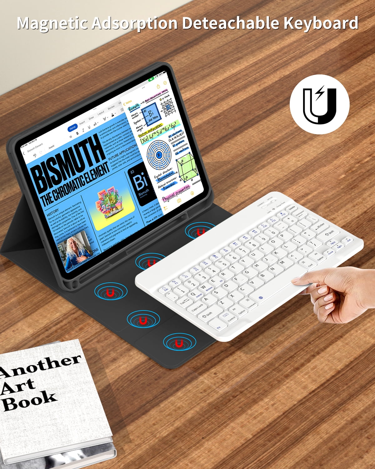 SZPSGC for iPad 11/10th Gen Case with Keyboard 11/10.9 inch 2025 A16/2022, Detachable Wireless Bluetooth Keyboard Case Thin & Light with Built-in Left Side Pencil Holder,Black