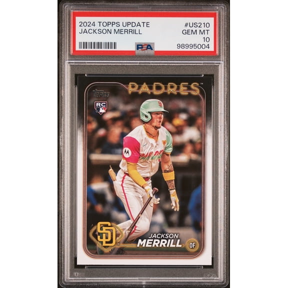 Graded 2024 Topps Update Jackson Merrill #US210 Rookie RC Baseball Card PSA 10 Gem Mint