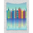 thumbnail image 1 of Amsterdam Tapestry, Colorful Cityscape Elements Futuristic Urban Scenes Architecture, Wall Hanging for Bedroom Living Room Dorm Decor, 60W X 80L Inches, Azure Blue and Multicolor, by Ambesonne, 1 of 2