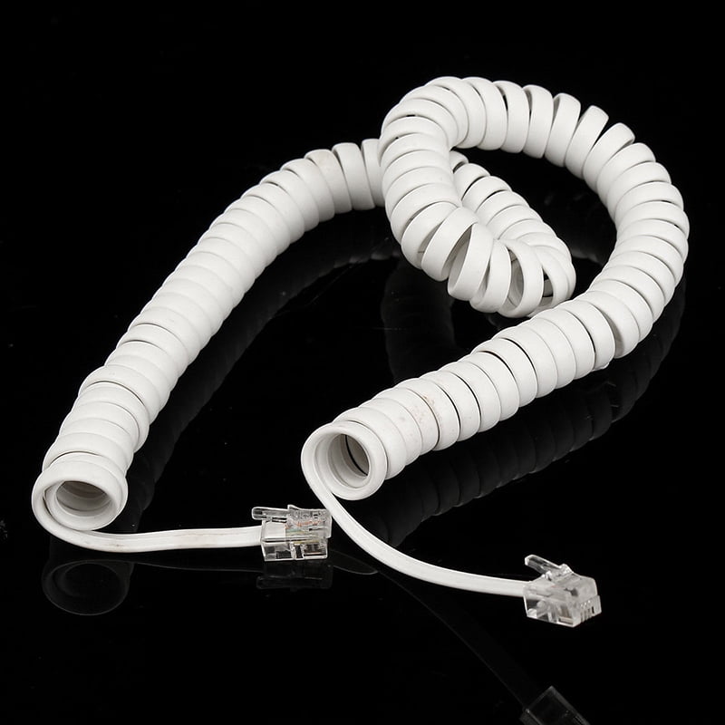 2M RJ10 Telephone Handset Coiled Spiral Cable Curly Phone Cord Wire Lead
