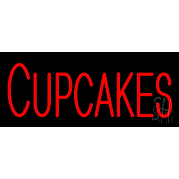 Red Cupcakes LED Neon Sign 10 x 24 - inches, Black Square Cut Acrylic Backing, with Dimmer - Bright and Premium built indoor LED Neon Sign for restaurant window and interior decor.