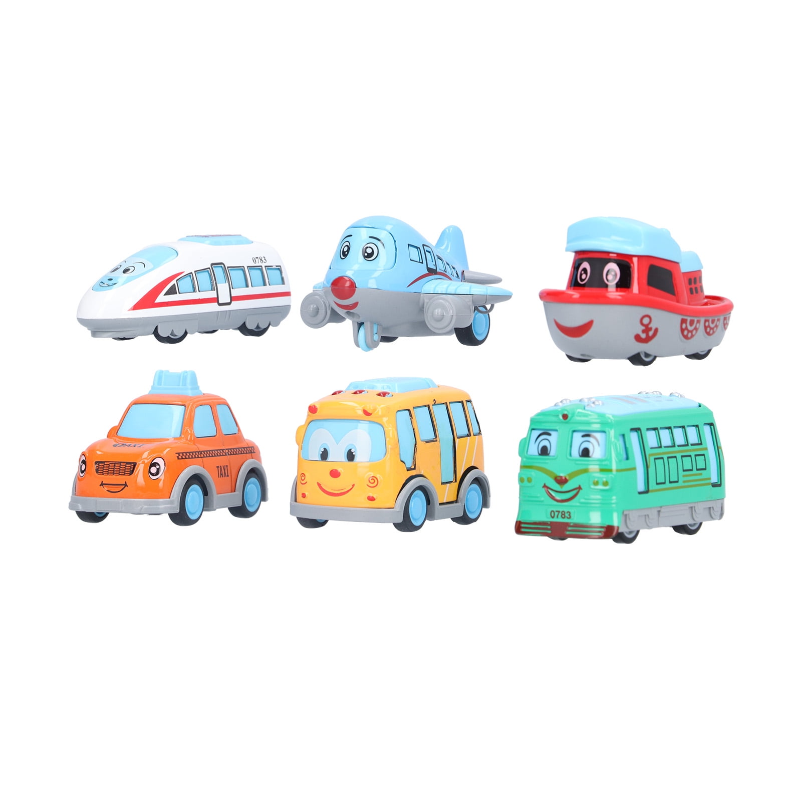 Cartoon Transportation Bus Boat Taxi High Speed Train Airplane Vehicle  Model Children Toy 