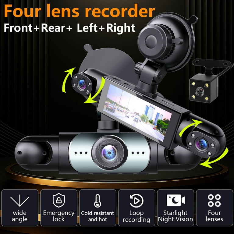 3 Channel Dash Cam 1080P Front Inside and Rear, Triple Car Camera