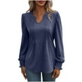 thumbnail image 1 of Timegard Womens Tops Ruffle Long Sleeve V Neck Pleated Blouse Fall Casual Tunic Tops for Leggings, 1 of 6