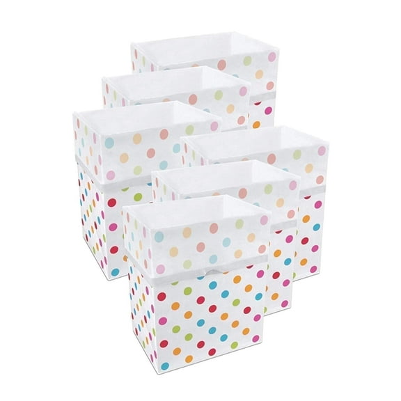 Clean Cubes 13-Gallon Pop-Up Trash Bins, 6-Pack, Polka Dot – Disposable, Collapsible, with Fitted Trash Bags
