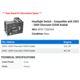 thumbnail image 2 of Headlight Switch - Compatible with 2003 - 2009 Chevy C5500 Kodiak 2004 2005 2006 2007 2008, 2 of 2