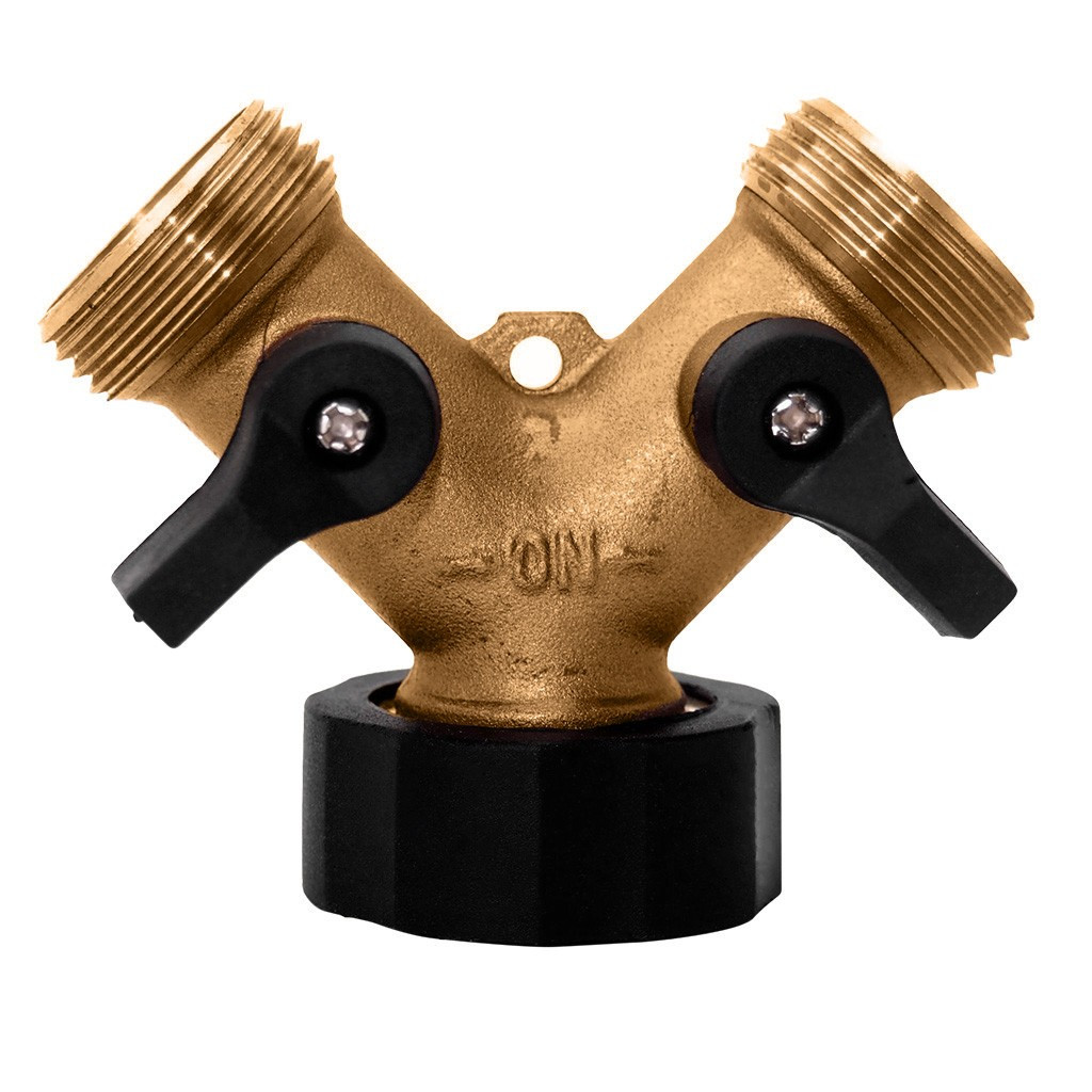 Garden Hose Y Connector Splitter Water 2 Way Tap Adapter Solid Brass