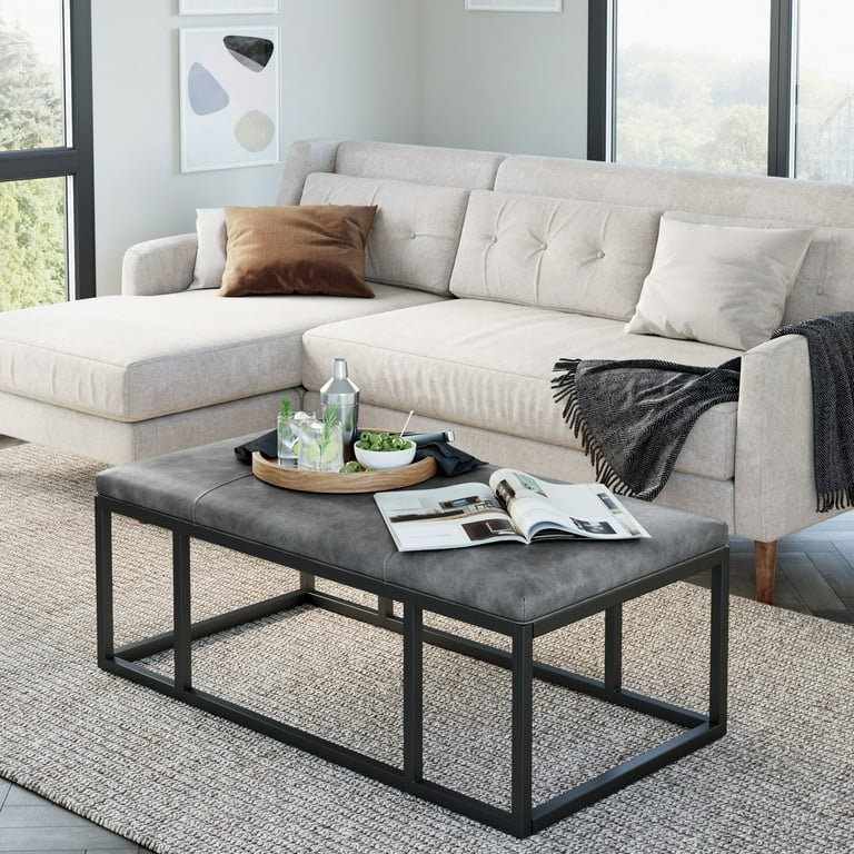 Gray leather coffee table discount