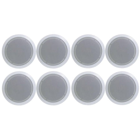 Pyle PDIC51RD 150W 5.25 Inch Round In-Wall/Ceiling Home Speakers 8 Pack