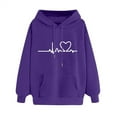 thumbnail image 2 of ICHUANYI Clearance Women Loose Long Sleeve Sweatshirt Hooded Hoodie Sweatshirt Blouse(Purple, XXL) ICHUANYI WER2023081000526, 2 of 4