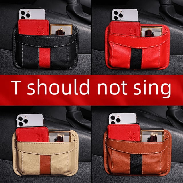 Bolsa de almacenamiento para automóvil, bolsa de cuero para colgar teléfonos móviles, caja de almacenamiento multifunción creativa para automóvil, bolsa de basura