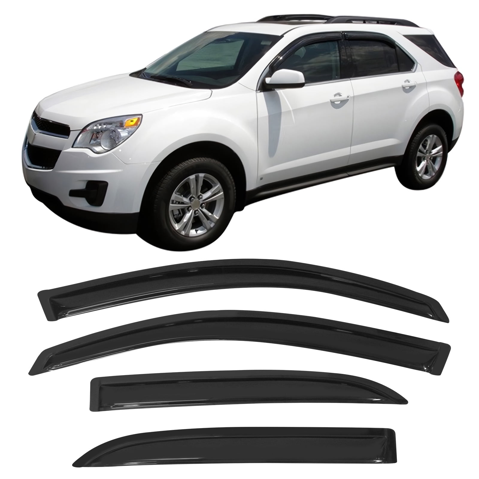 Ikon Motorsports Compatible with 05-09 Chevy Equinox 06-09 Pontiac Torrent Acrylic Window Visors Vent Windshield Deflector Rain Guard 4Pc Set Outside Mount 2005 2006 2007 2008 2009