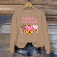 thumbnail image 2 of Women's Halloween Hoodless Sweatshirt Pullover Long Sleeve Casual Crewneck for Daily Autumn Winter Fashion Tops Women Khaki XXL, 2 of 4