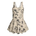 thumbnail image 6 of DISNIMO Horse Print Girls Swimsuits One Piece Bathing Suits Sleeveless U Neck Swimwear with Skirt Quick Dry Swim Dress Size 3-13, 6 of 8