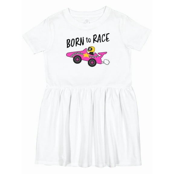Inktastic Born to Race Pink Race Car Girls Toddler Dress