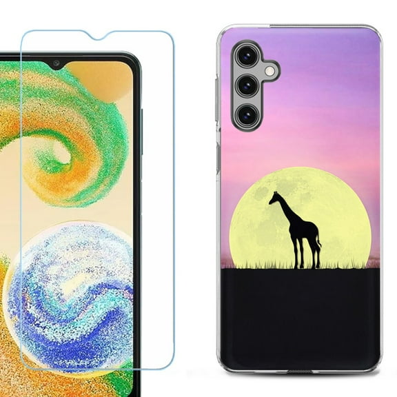 OneToughShield ® for Samsung Galaxy S23 FE Fan Edition, Shockproof Phone Case, with Tempered Glass Screen Protector - Moonlight Giraffe