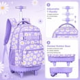 thumbnail image 4 of Rolling Backpack for Girls Teens Women, Daisy Wheeled Bookbag with Laptop Sleeve, Lightweight School Travel Bag with Smooth Roller Wheels, 4 of 9