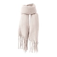 thumbnail image 3 of Women's Chunky Fringe Scarf, Winter Solid Color Shawl Wrap, Oversized Thickened Scarf, Fall Winter Accessory, Plush Warm Scarf and Cape Beige, 3 of 3