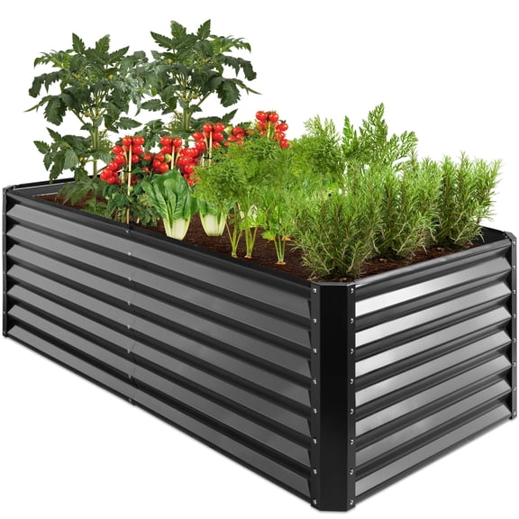 Best Choice Products 6x3x2ft Outdoor Metal Raised Garden Bed for Vegetables Flowers Herbs - Gray