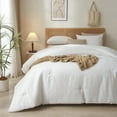 thumbnail image 4 of AOJIM White Comforter Set Full 3 Pieces Bedding Comforter Sets Full Warm Lightweight Duvet Set for Men Women Fluffy Full Bed Set All Seasons (1 White Comforter with 2 Pillowcases), 4 of 9