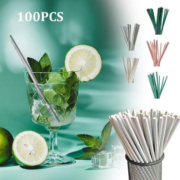 100-Pack Disposable Pearl Paper Straws - Multi-Color Party Supplies for Beverages and Arts