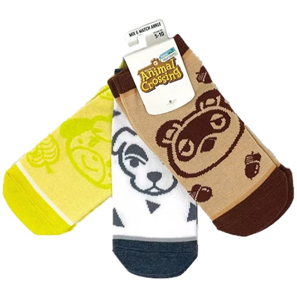 Animal Crossing Isabelle, Tom Nook & Kk Slider Chaussettes à la Cheville, Lot de 3