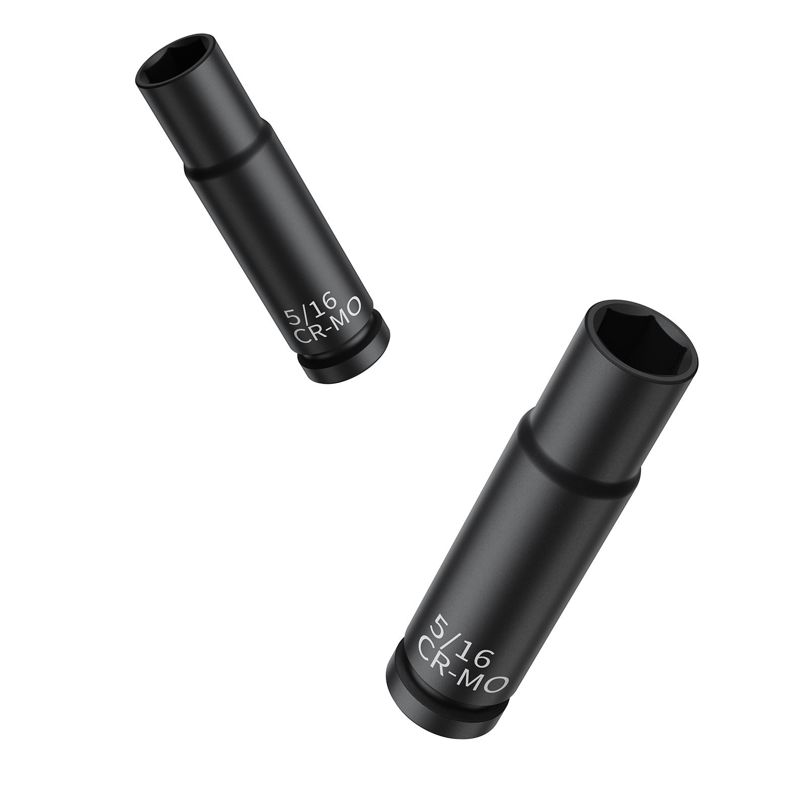 Drive Impact Socket Set 1/4" - 55 Piece Deep & Shallow Socket Set SAE 5/32"-9/16" and Metric 4-15mm - 6 Point CR-V Alloy Steel for Auto Repair - Easy-to-Read Size Markings - Storage Case