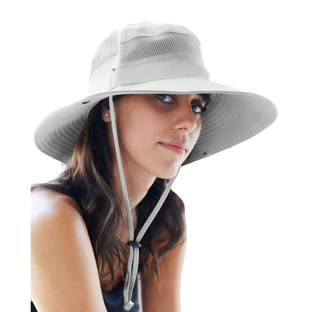 GearTOP Wide Brim Sun Hat for Men and Women - Mens Bucket Hats with UV Protection for Hiking - Bucket Hat for Women UPF 50+ (White, 7-7 1/2)