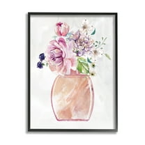 Stupell Industries Chic Cottage Florals in Pink Glam Fragrance Bottle Glam Painting Black Framed Art Print Wall Art, 11 x 14, Design by Carol Robinson