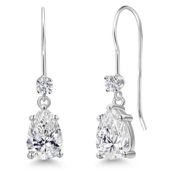 Gem Stone King 1.53 Cttw Lab Grown Diamond Dangle Earrings for Women | 14K White Gold | Pear Shape Center Diamond 0.70 Ct | IGI Certified | E-F Color | VS1-VS2 Clarity