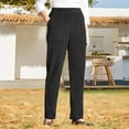 thumbnail image 4 of Dyfzdhu Corduroy Pants for Women Plus Size Trendy Solid Elastic High Waist Striped Straight Leg Casual Pants Black, 4 of 4