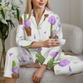thumbnail image 6 of Pajamas for Women Sets, Cactus blooming purple Lounge Sets Long Sleeve Button Down Night Shirts Sleepwear Pjs, 6 of 6