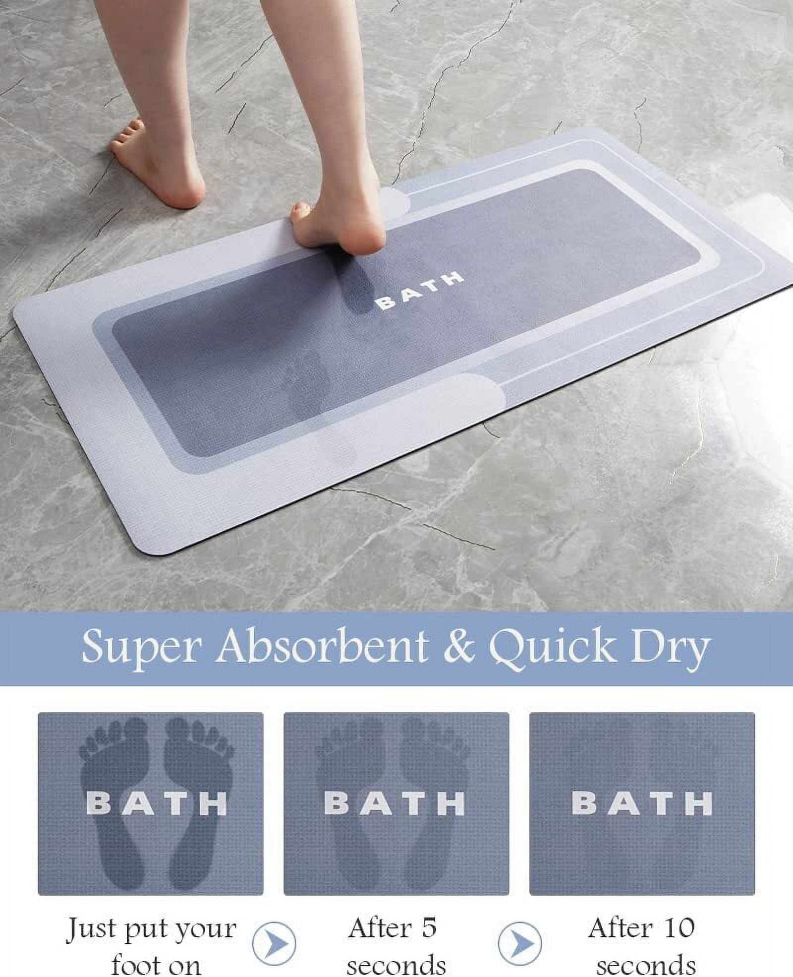 Bosap Bath Mat,Non-Slip Thin Bathroom Mat,Cute 17x35inch, Off
