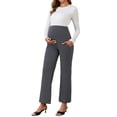 thumbnail image 2 of INSPIRE CHIC Women's Mother's Day Wide Leg Maternity Pants Over the Belly Elastic Stretch Pregnancy Trousers with Pockets Deep Grey Small, 2 of 6