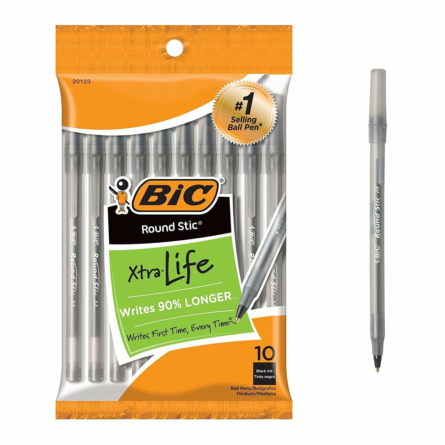 BiC Ecolutions Round Stic Black Ink Recycled Pens Pack of 50 Pens 1.0mm Med Pt 