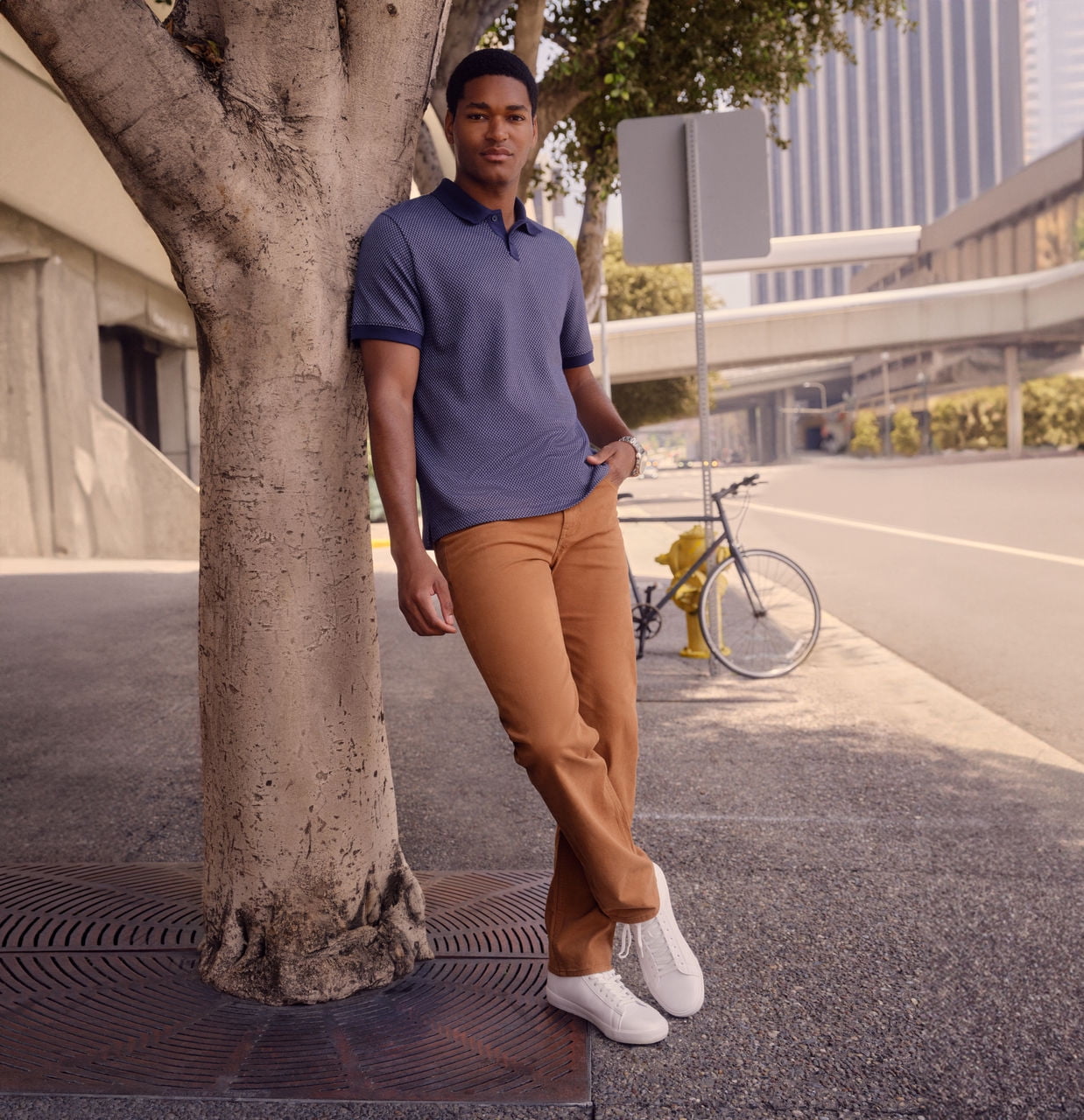 Free Assembly Men's Jacquard Checkered Knit Polo Shirt Free Assembly Men's Jacquard Checkered Knit Polo Shirt