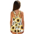 thumbnail image 2 of Xoenoiee Sunflower Bee Print Girls One Piece Swimsuits Sleeveless Swim Dress for Girls Hawaiian Skirted Bathing Suit Summer Swimwear, Size 3-4 Years, 2 of 7