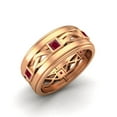 thumbnail image 2 of 2mm Square Ruby Glass Field 925 Sterling Silver Rose Vermeil Twisted Rope Stackable Valentines Day Gifts Ring, 2 of 4