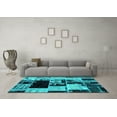 thumbnail image 3 of Ahgly Company Machine Washable Indoor Rectangle Patchwork Turquoise Blue Transitional Area Rugs, 5' x 8', 3 of 4