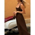 thumbnail image 2 of Brown Square Neck Spaghetti Strap A-Line Maxi Dress For Evening Party Wedding Spring Summer, 2 of 8