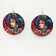 thumbnail image 1 of 2x1 Pair African Girl Earrings Wooden Round Tag Hippy Hook Tribe Ear Jewelry A------Product code 61326, 1 of 5